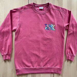 Teddy Fresh Women's Pink Long Sleeve Sweatshirt with Bubble Text Logo size Small